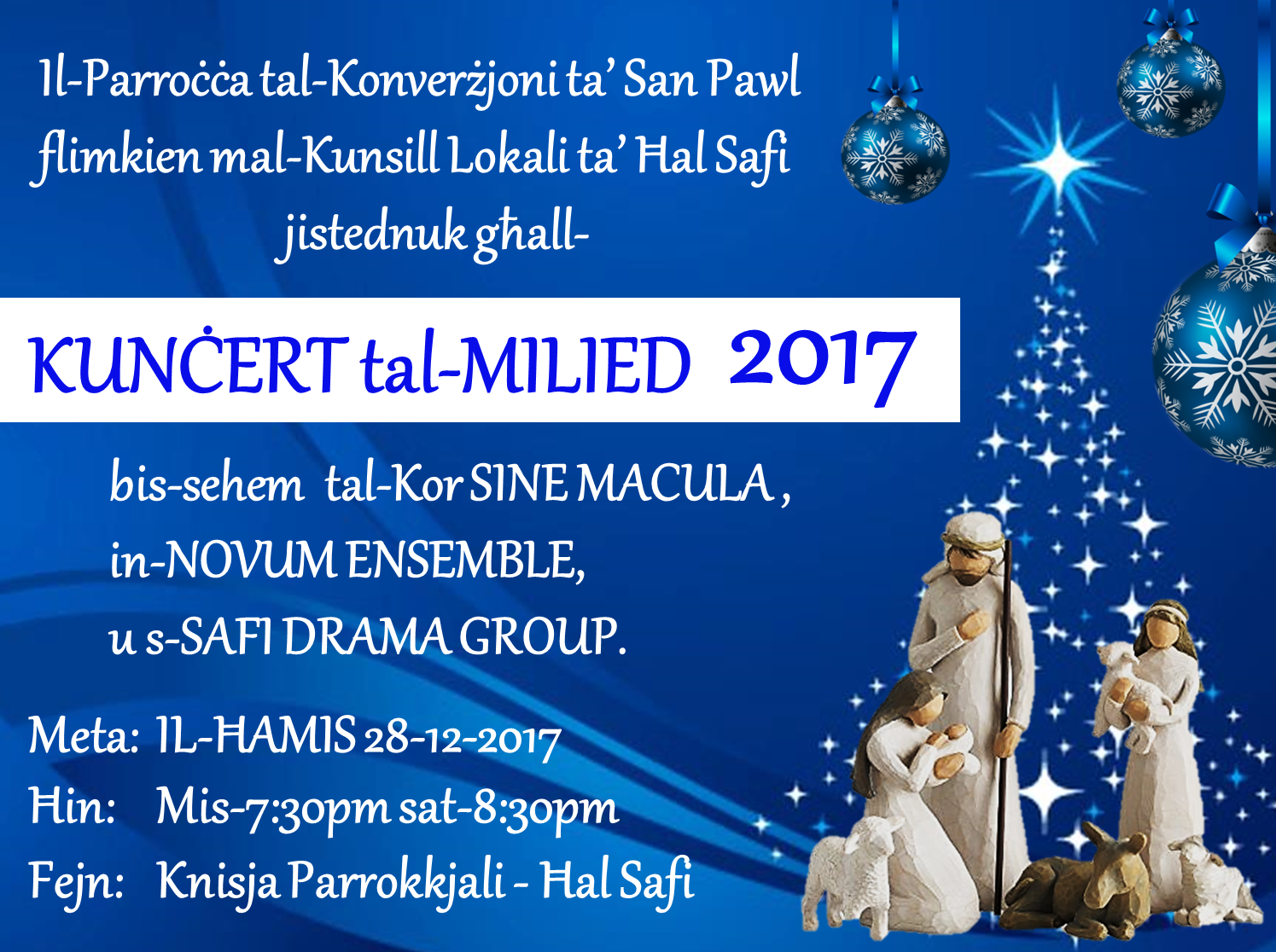 Kunċert Milied 2017 - Poster