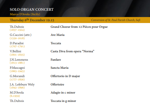 Malta International Organ Festival 2018 - Programme