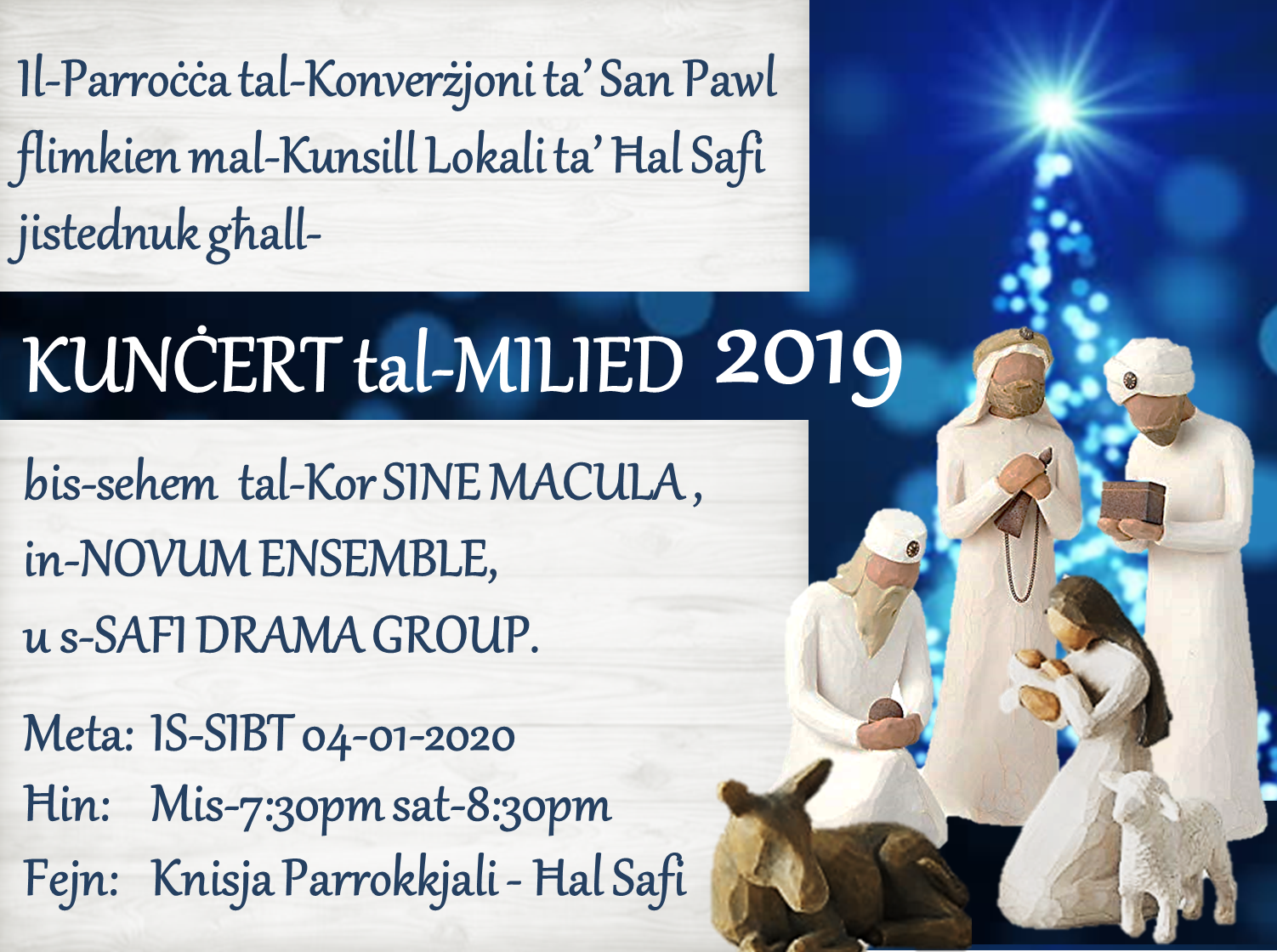 Kunċert Milied 2019 - Poster - Mlt