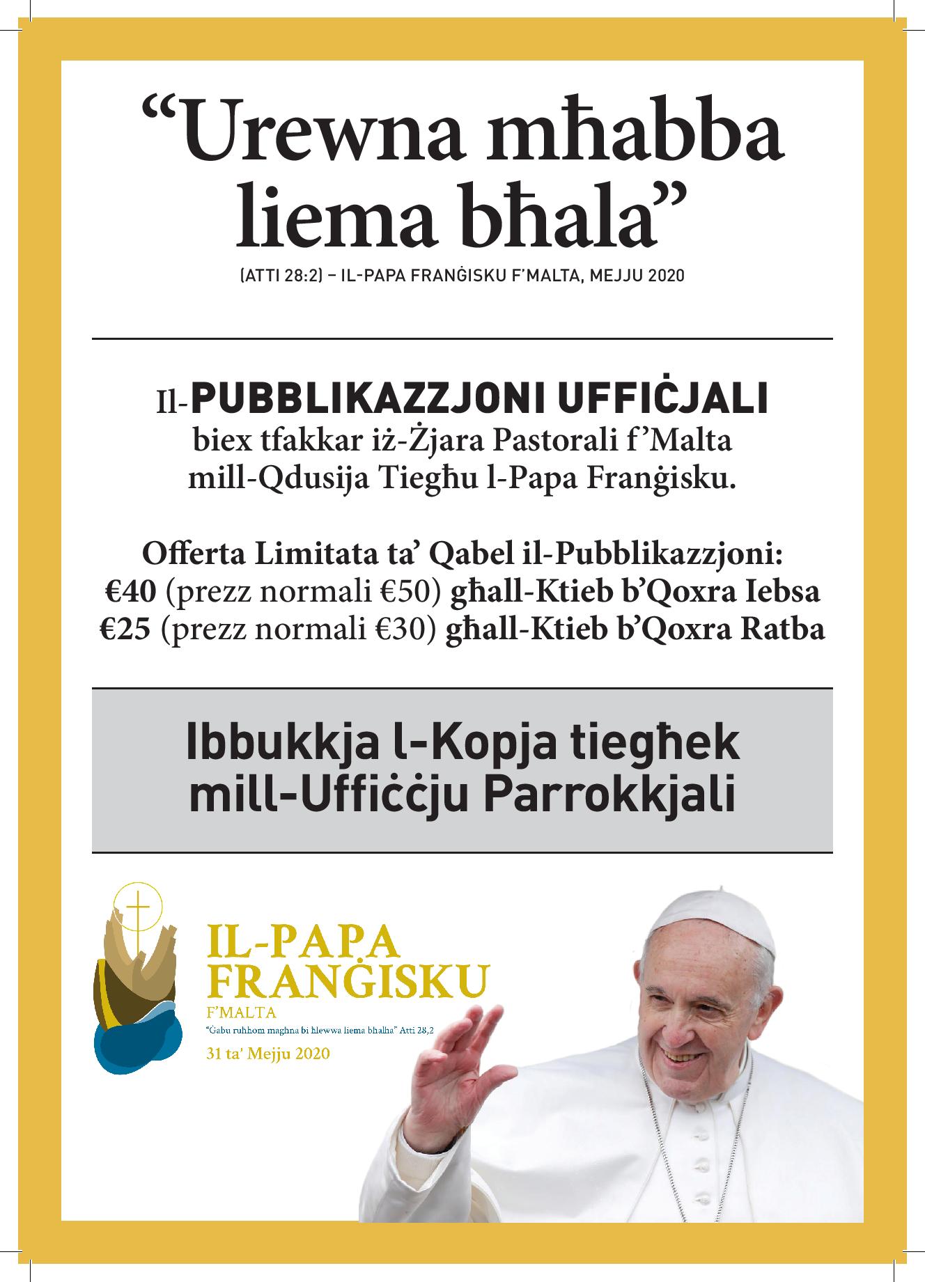 Ktieb kommemorattiv re Żjara tal-Papa Franġisku f Malta-page-002