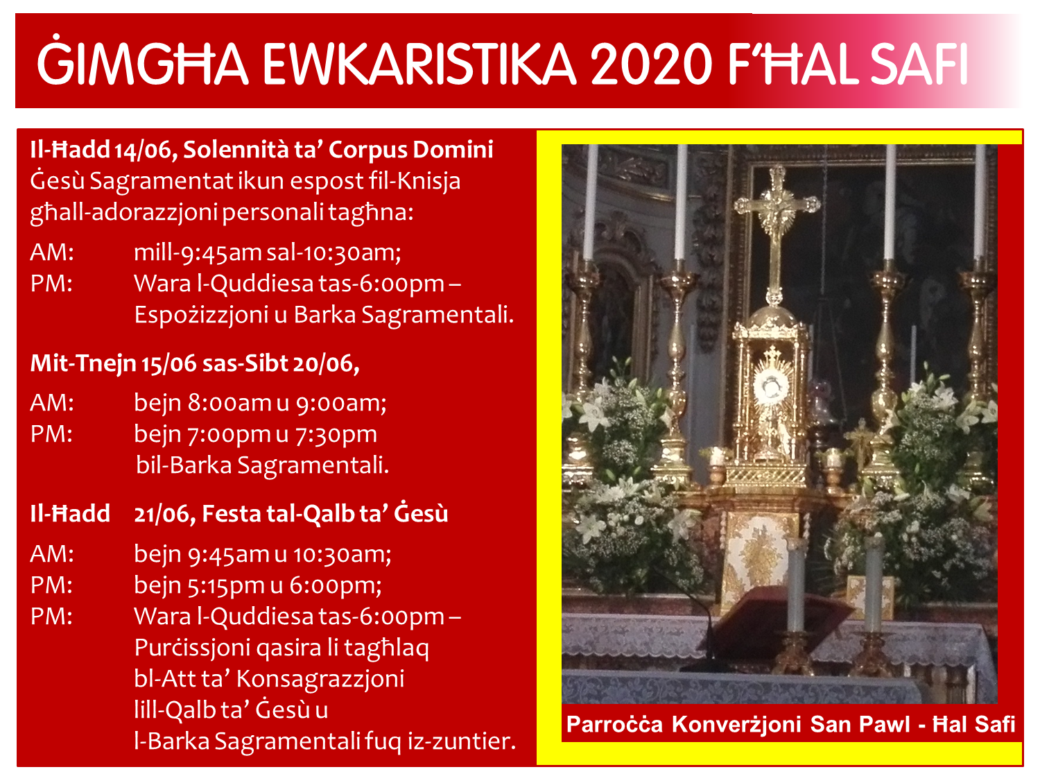 Ġimgħa Ewkaristika 2020 - Poster