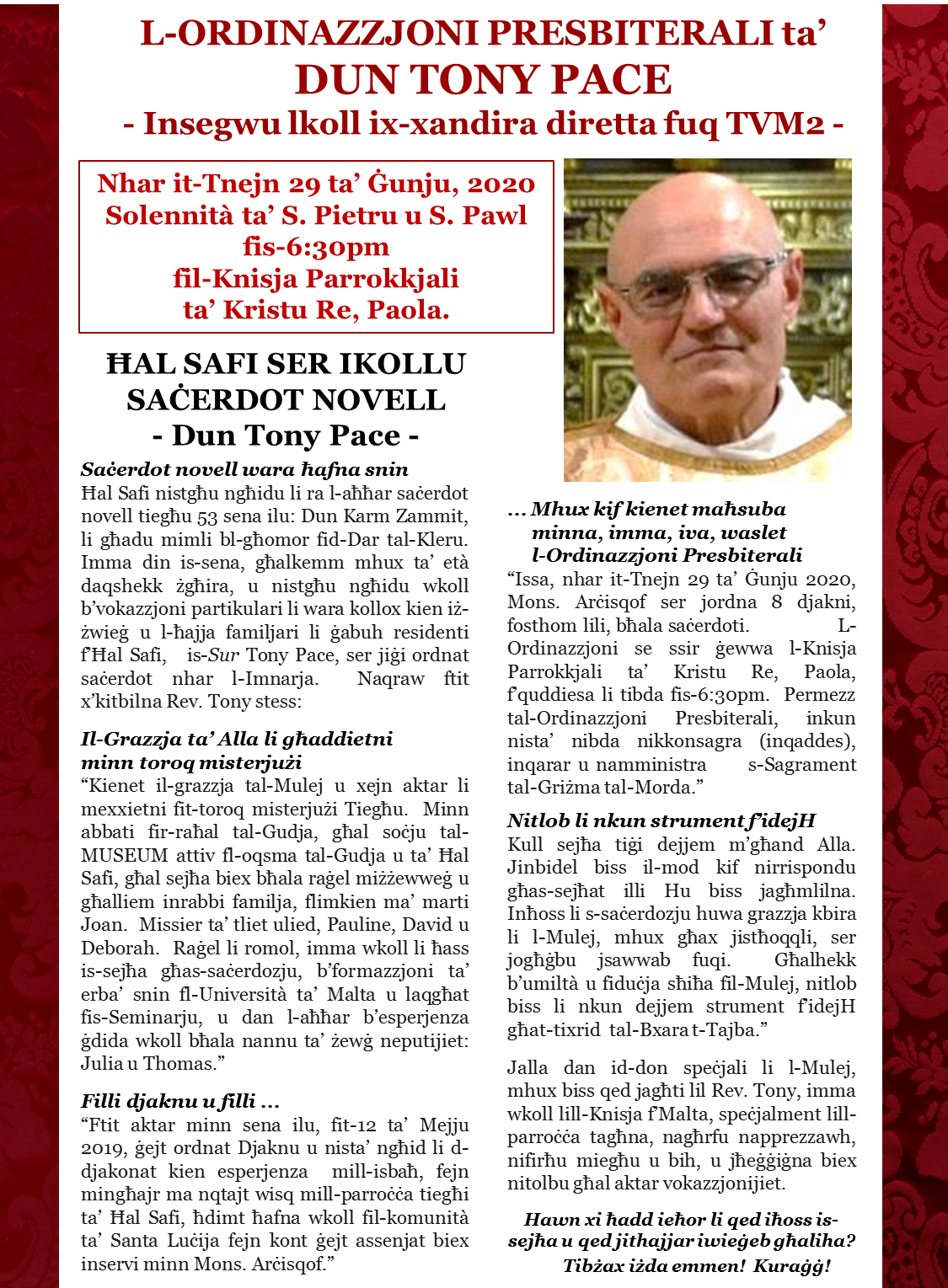 Ħal Safi - Saċerdot Novell - Dun Tony Pace (1)