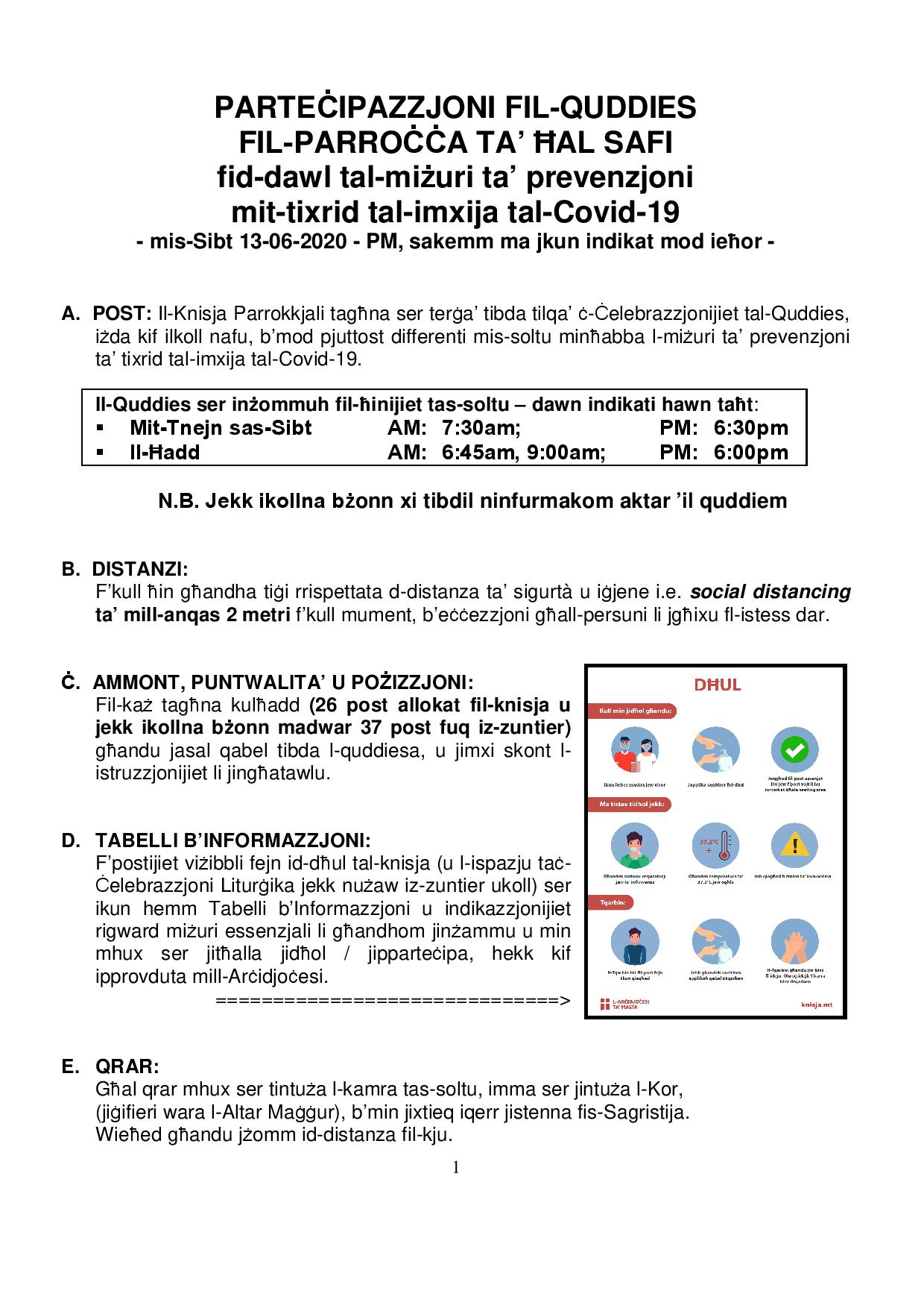 Quddies f Ħal Safi - Miżuri Covid-19 - KIF SER NERĠGĦU NIBDEW IL-QUDDIESA_-page-001